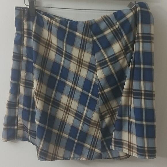 Shein Plaid Print High Waist Zip Up Mini Skirt XL Academia Twee Classic Preppy - Picture 2 of 8